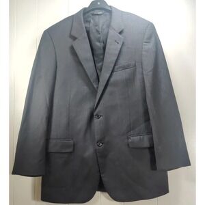 Jos. A. Bank Men's 44L Herringbone Wool Blazer Gray Sport Coat Jacket 100% Wool